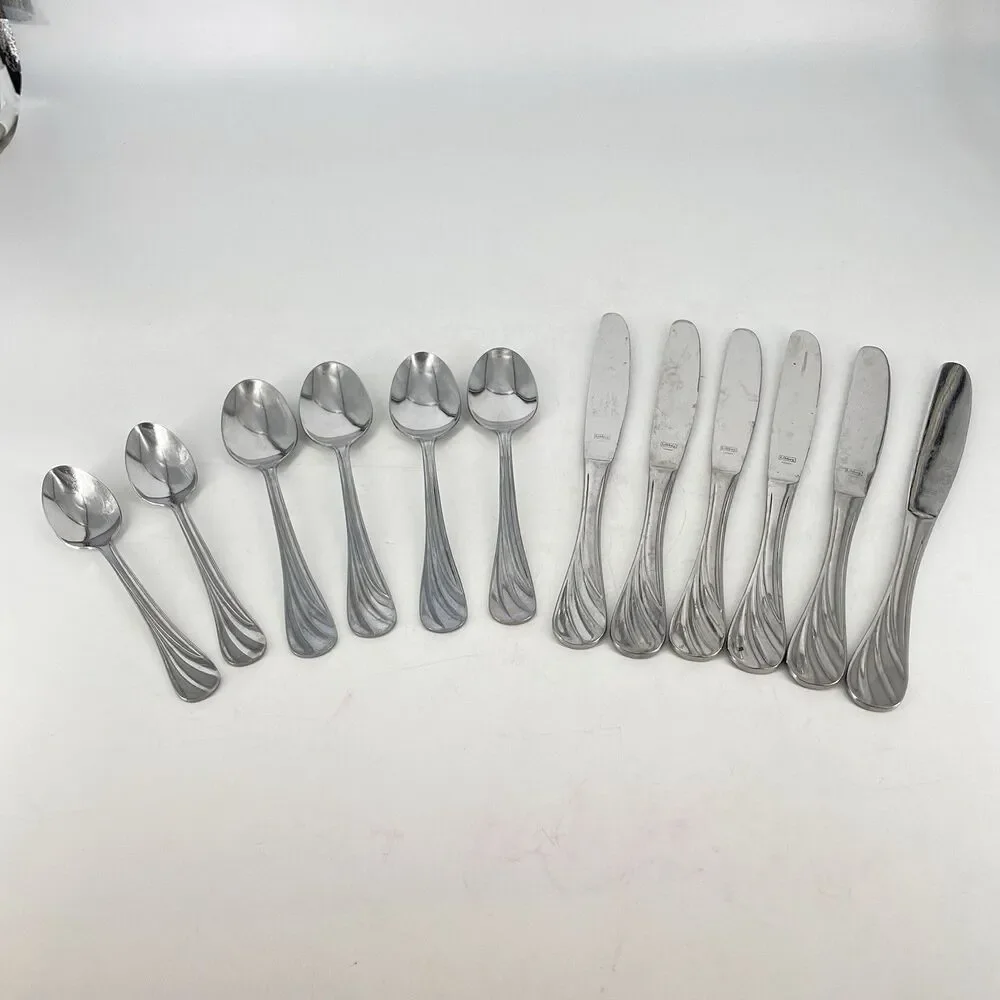 Libbey Serenade Stainless Flatware 12 Pc Set 6 Knives 6 Spoons Korea